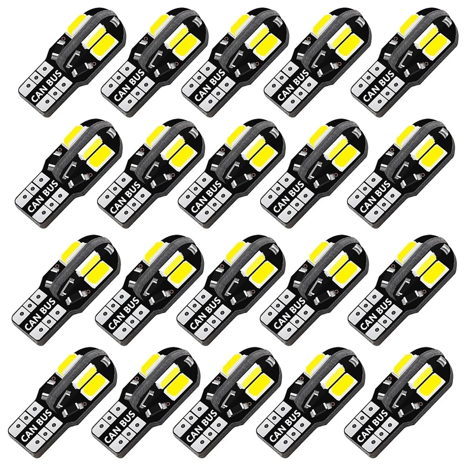 20ks W5W T10 LED žiarovky CANBUS 8SMD 12V LED auto Interiér mapa DOME LIVETS Parkovacie svetlo automatické signálne lampa