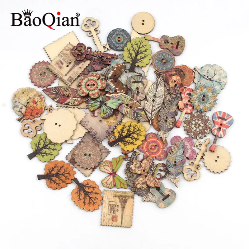 20ks zmiešané retro série Drevené tlačidlá pre odevné ruky šijacie zošity remeselnícke doplnky vyšívanie Bootons Decor