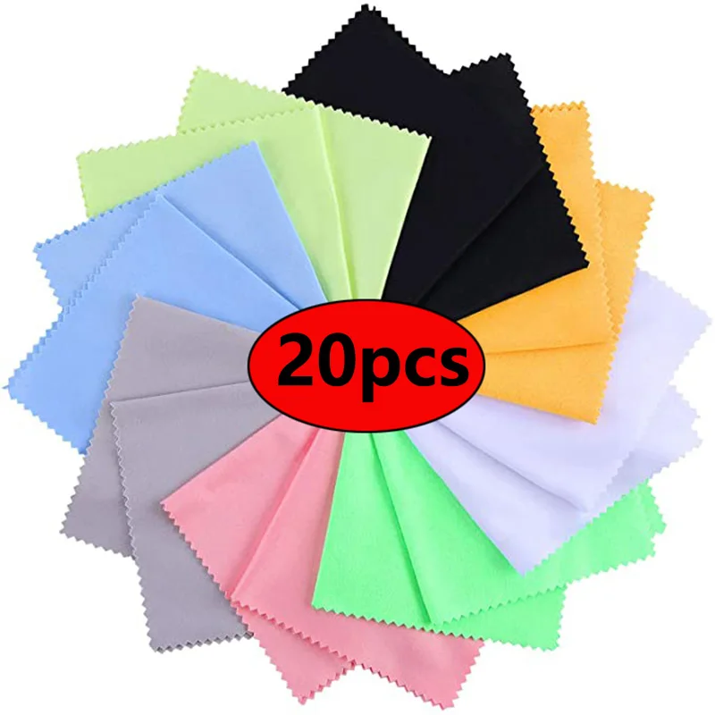 20ks čistiace čistiace okuliare šošovky utierky pre slnečné okuliare mikrovlákna čistiaca handrička pre doplnky fotoaparátu