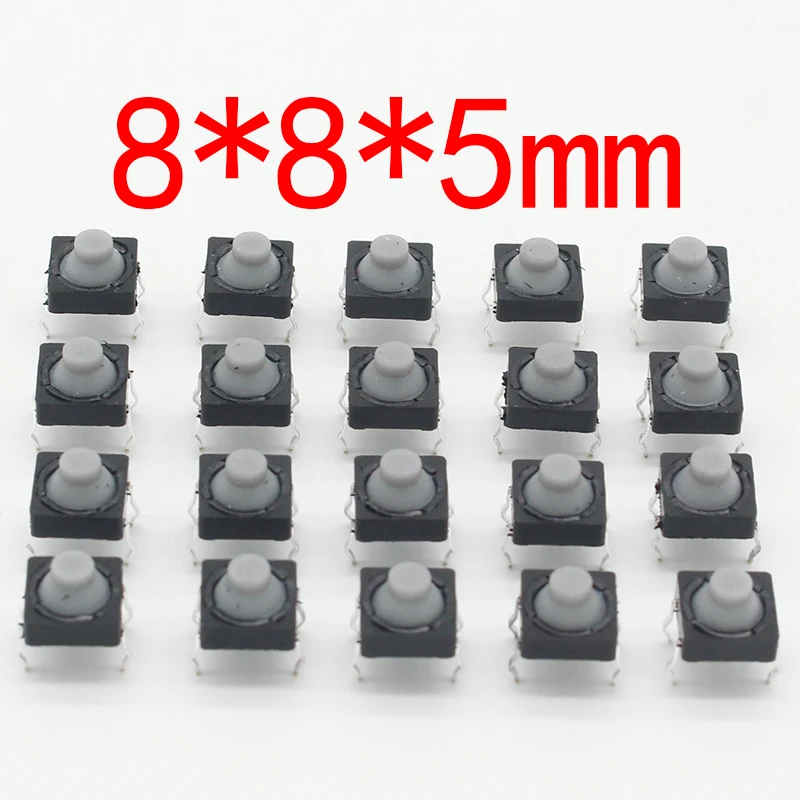 20ks/šarža 8x8x5mm 4pin G77 Vodivé silikónové zvukové taktilné taktné tlačidlo Micro Switch Micro Switch Self-reset