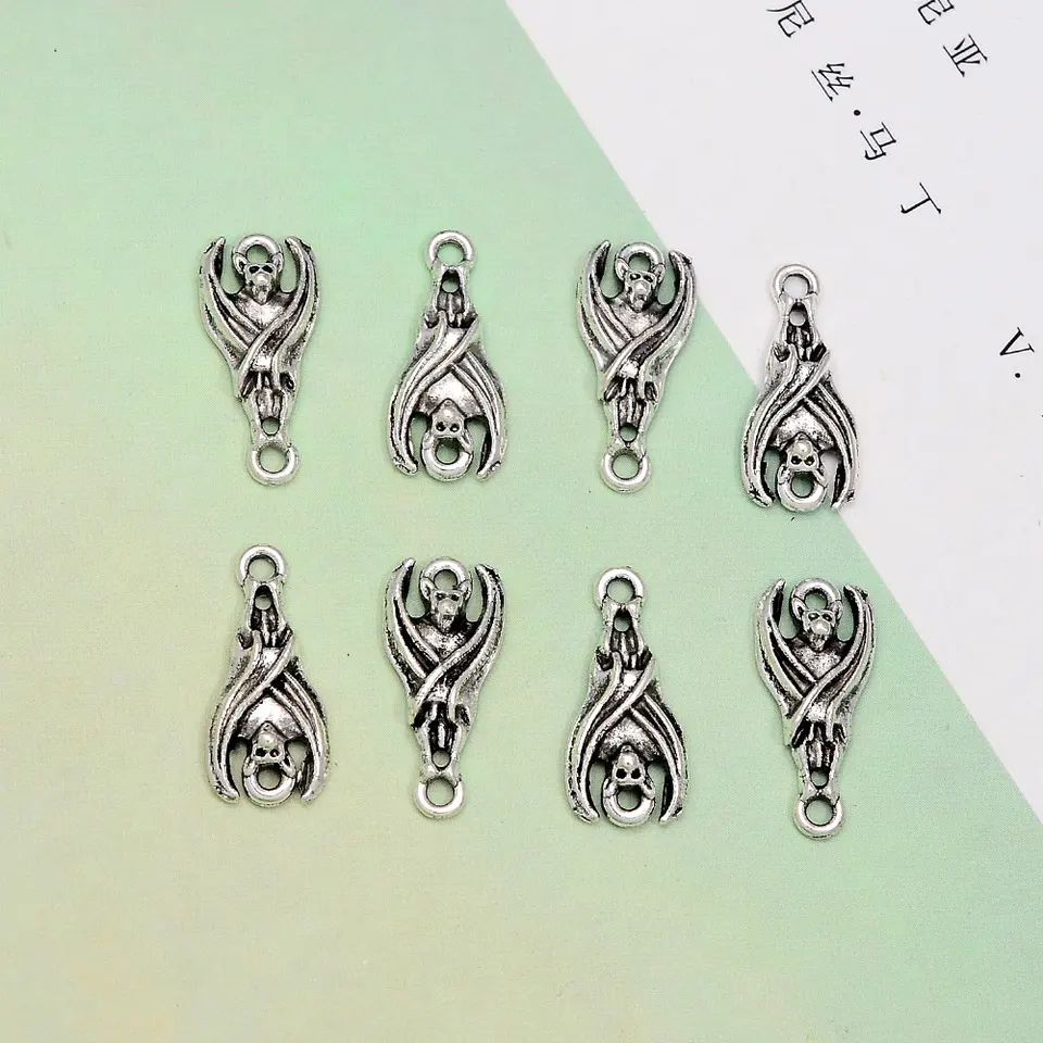 20ks/šarža 9x20mm gothic Halloween Bat Charms Connector Connector pre DIY náramky náramky šperky výroby dodávok doplnky doplnkov