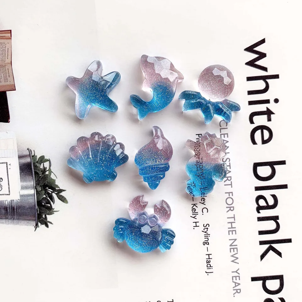 20ks živice Series Ocean Animals Series hviezdica škrupina chobotnica morská panna Cabochon clotback DIY ORAMENTY ČASŤ VLASTNÉ PRÍSLUŠENSTVO