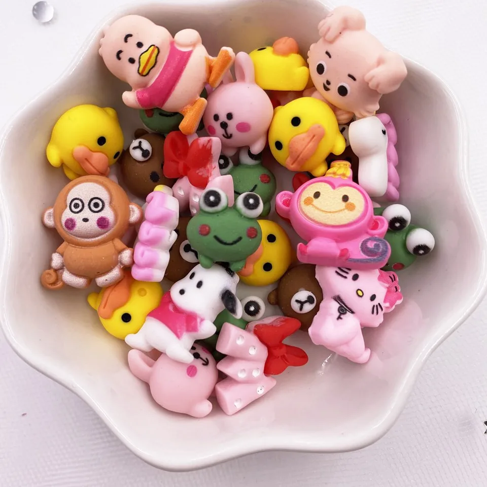 20ks živici roztomilé farebné mini karikatúry zvieratá žaba žabky Rabbit Flatback Stone Figurín ozdoby DIY Scrapbook Accessories