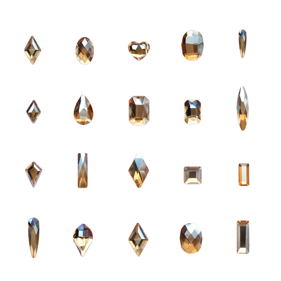 20ksové tvary zmesi Zlatý tieň na nechty diamant pixie Strass kamienky pre 3D nechty dekorácie Art Dodávky šperky kamienok