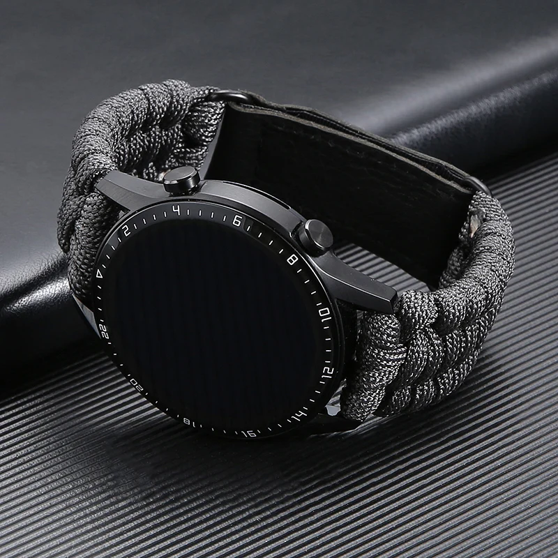 20m 22 mm pletený popruh pre Samsung Galaxy Watch 3/4/6/6 41/45 mm 40/44 mm 42/46 mm pás pre Huawei GT3 GT 2E GT2 Nylon Lope Bracelet náramok