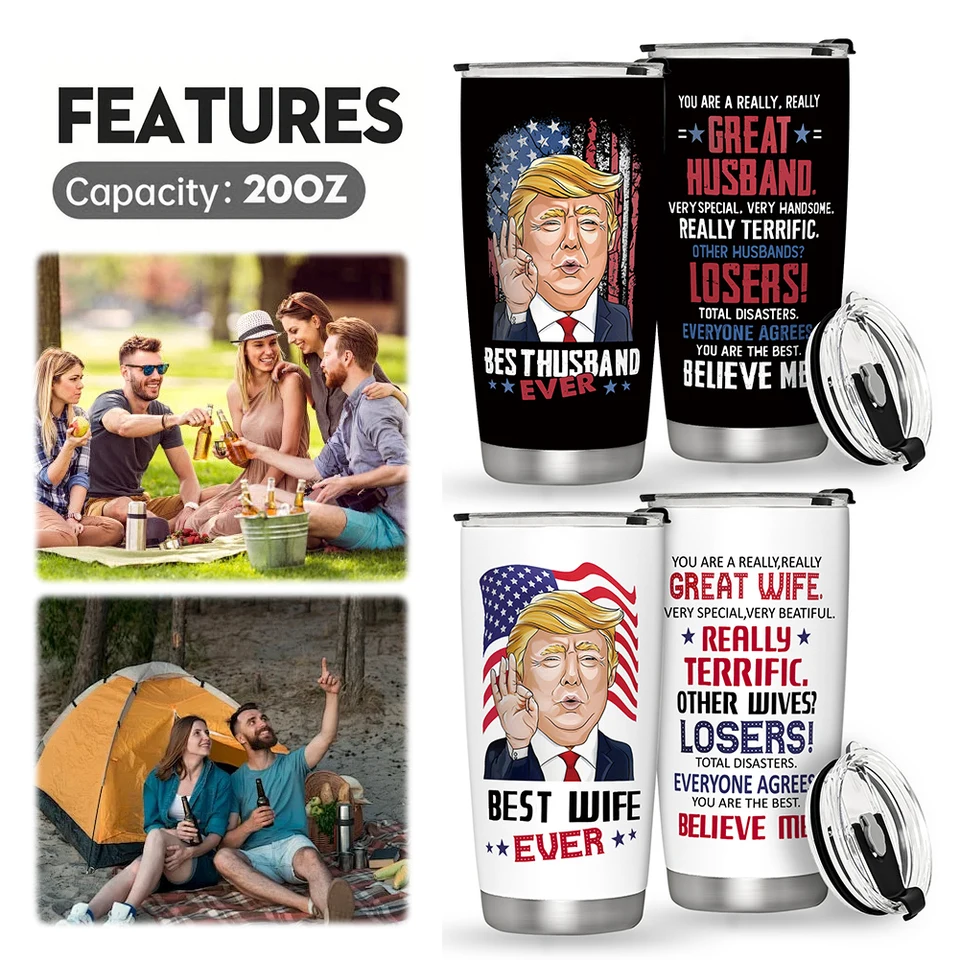 20oz Trump Káva hrnček 304 z nehrdzavejúcej ocele Donald Trump Trump Trump Vákuový izolovaný hrnček na rybolov vonkajšieho kempingu