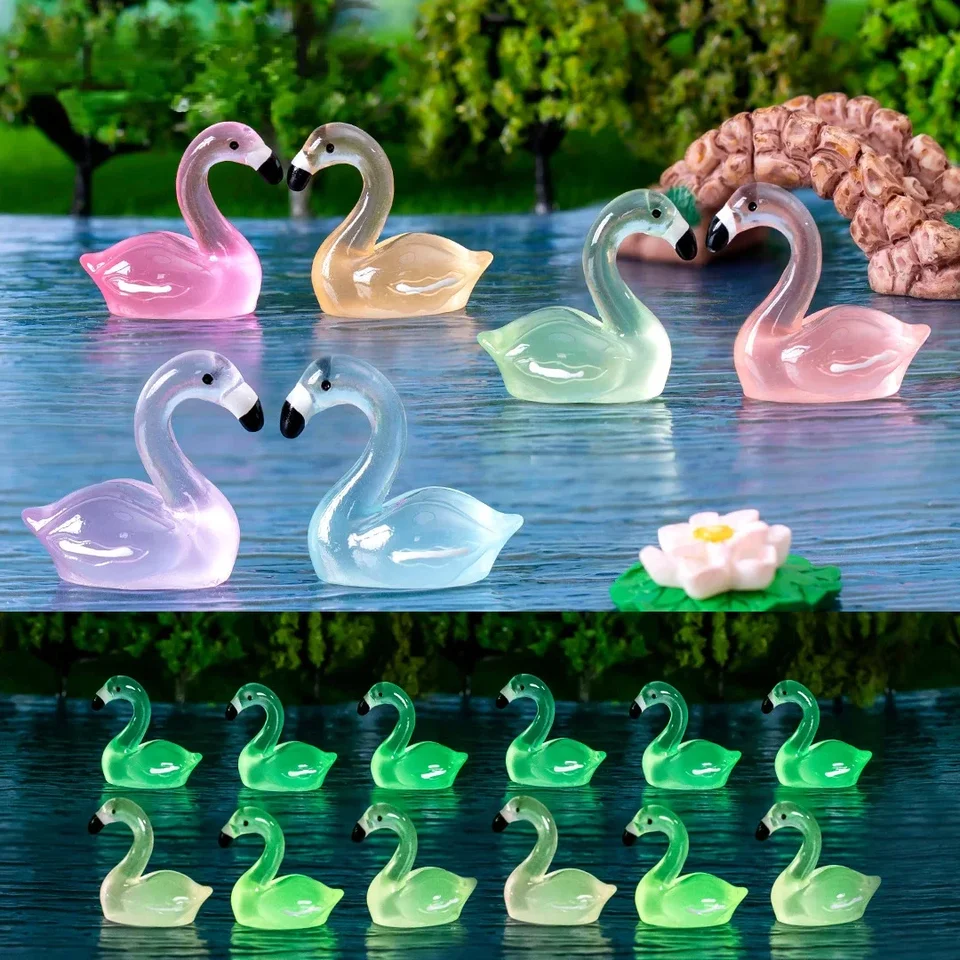 20pc Luminous Flamingo Mini figurín mikro krajiny Dekorácia Flamingo Fairy Garden Miniatures