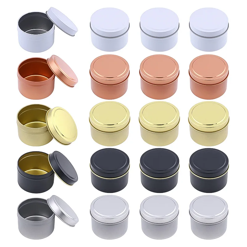 20pccc voňavá sviečka nádoba 4oz vyvýšených veka Zhrubla Tinklate okrúhla železná skrinka 120 ml Jednoduchý prázdny aromatický kov Can Cup Oil Cream Pot