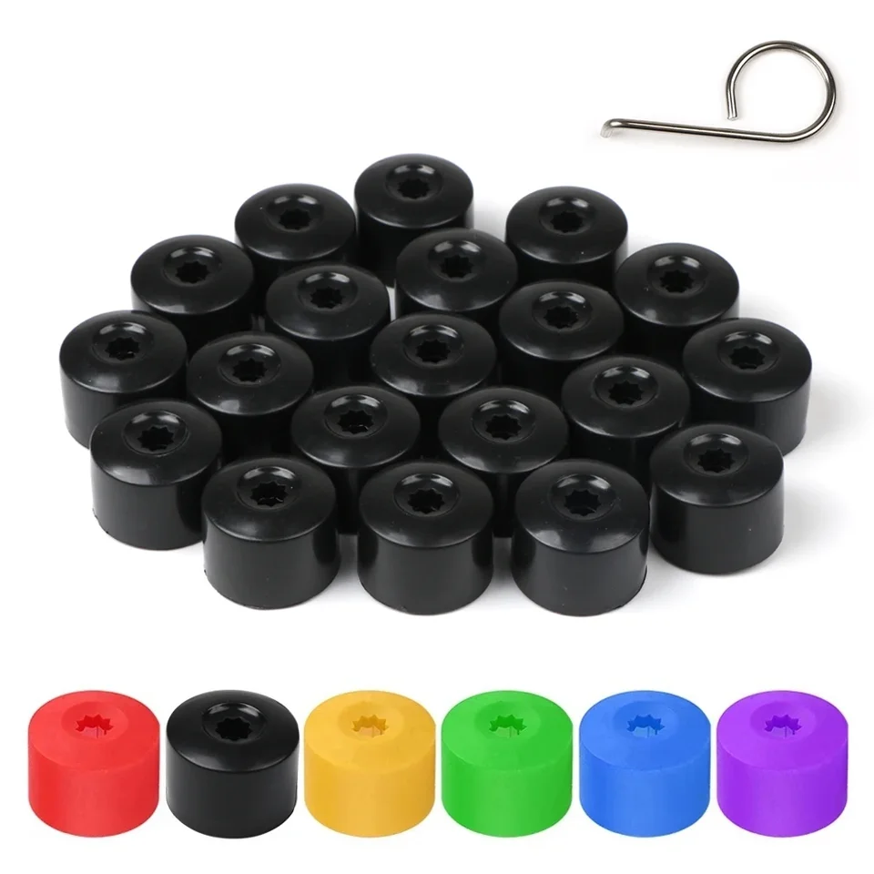 20pcs 17 mm koliesový matica kryty skrutiek s odstraňovaním nástroja pre VW Beetle Audi SkoDa Black Exterior Ochrana Accessorie