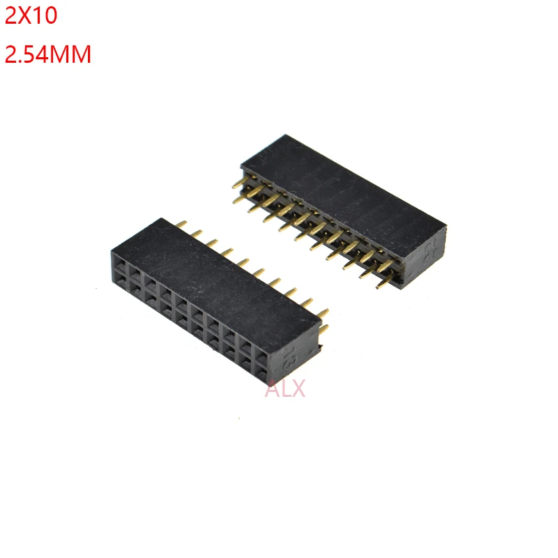 20pcs 2x10 PIN dvojité riadky Rovná ženská hlavička PIN 2,54 mm Strip Strip Conektor 2*10 10p 10p 10 pin pre dosku DPS