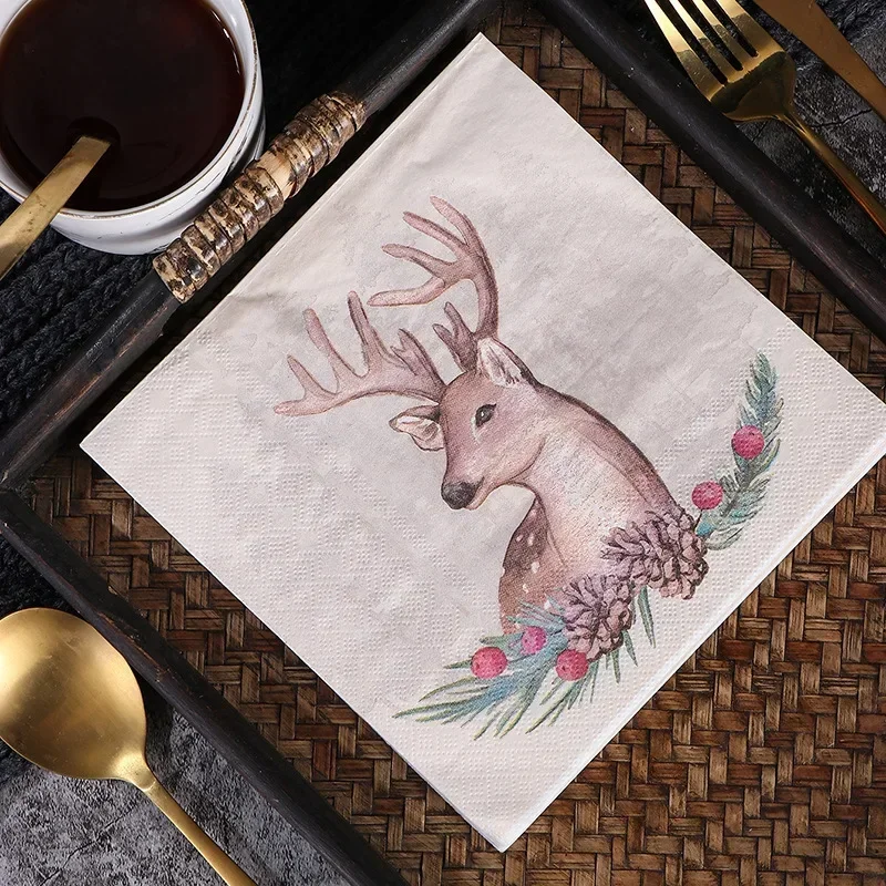 20pcs 33*33 cm Maľované vianočné série Nové losové jednorazové tlačené obrúsky veľkoobchodné večierky Tissue Paper Square Tissue Paper