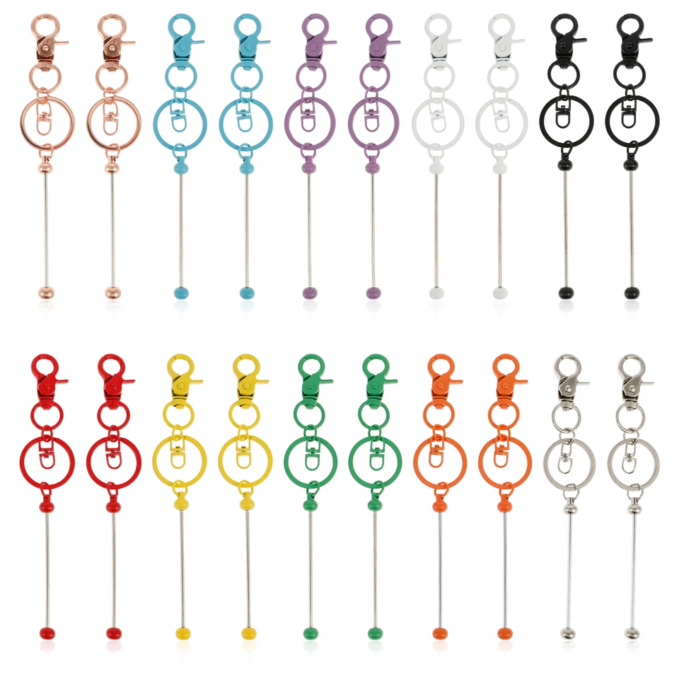 20pcs Beadable Keychain Bar Beadable Keychain v kovovom 360 stupňoch otočného dizajnu Keychain Bar Farebné ľahko sa zmestí a uložte