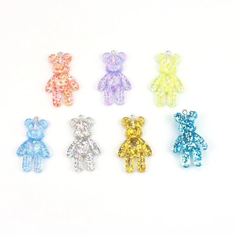 20pcs karikatúry bling flitry medveď pre ženy pre ženy náušnice náušnice náhrdelník Anime prívesok pre kutilové šperky výroby doplnkov