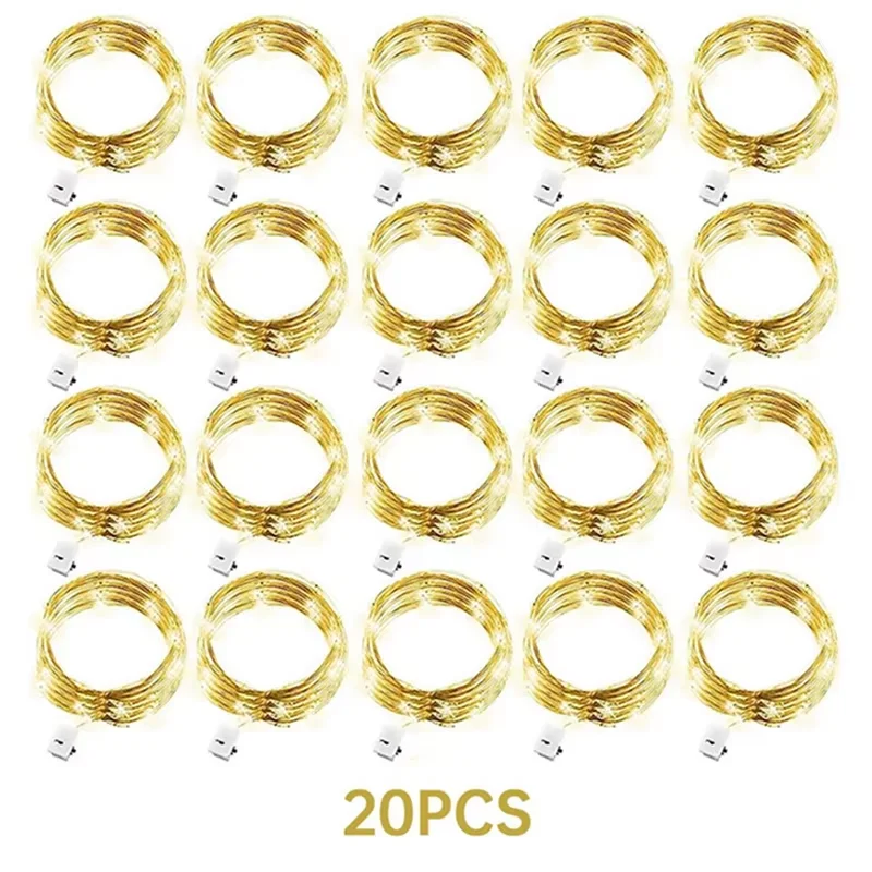 20pcs LED reťazec batériu napájaný medeným drôtom Festival Festival viacfarebná dekorácia s blikajúcim režimom pre domácu výzdobu