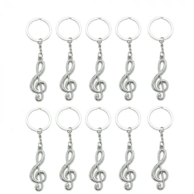 20pcs Metal Musical Note Symbol Symbol Key Rings Keyfob Keyrings Keychains pre dekoráciu