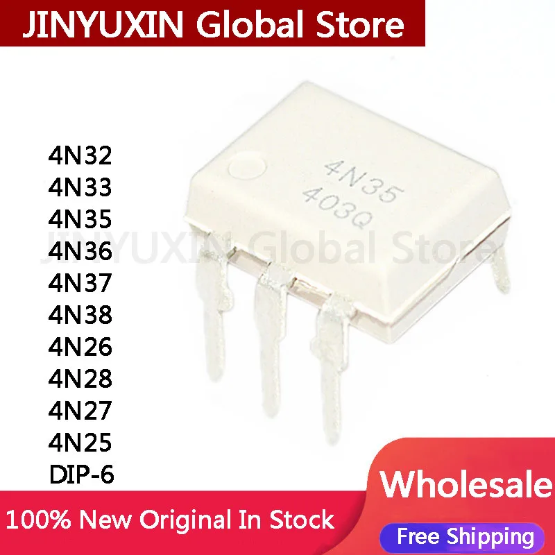 20pcs New 4N38 4N37 4N36 4N35 4N33 4N32 4N27 4N28 4N25 4N26 DIP-6 IC OptoCoupler in Stock Wholesale