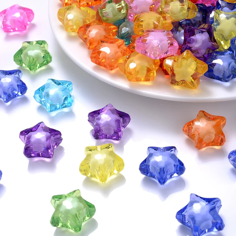 20pcs želé akrylové pentagram korálky sfarbené plastové vestovné korálky pre šperky výroby kúzla náramok ručne vyrobené doplnky pre domácich majstrov