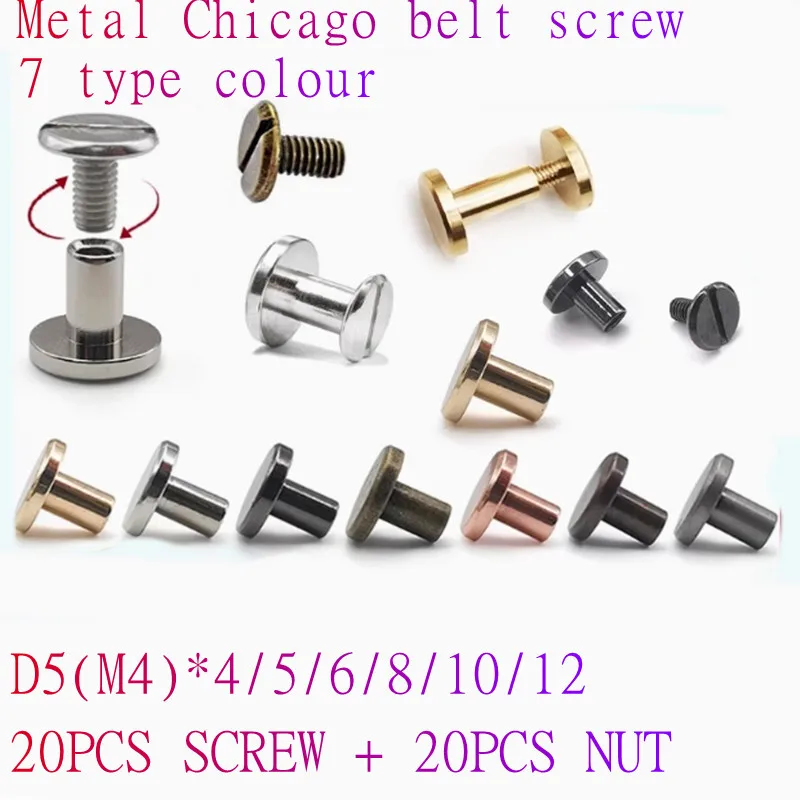 20sety D5 (M4)*4/5/6/8/10/11/11999 Stručný remeselný pás Štrbina kovových viazaných chicagských skrutkovačov Nožné cvočky pre fotoalbum