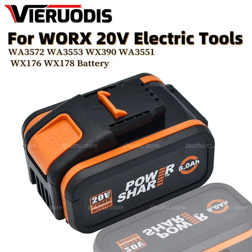 20V 8,0AH/8000 mAh lítiová nabíjateľná batéria WA3553 WA3551 WA3553.1 WA3570 pre všetky elektrické a záhradné náradie Worx