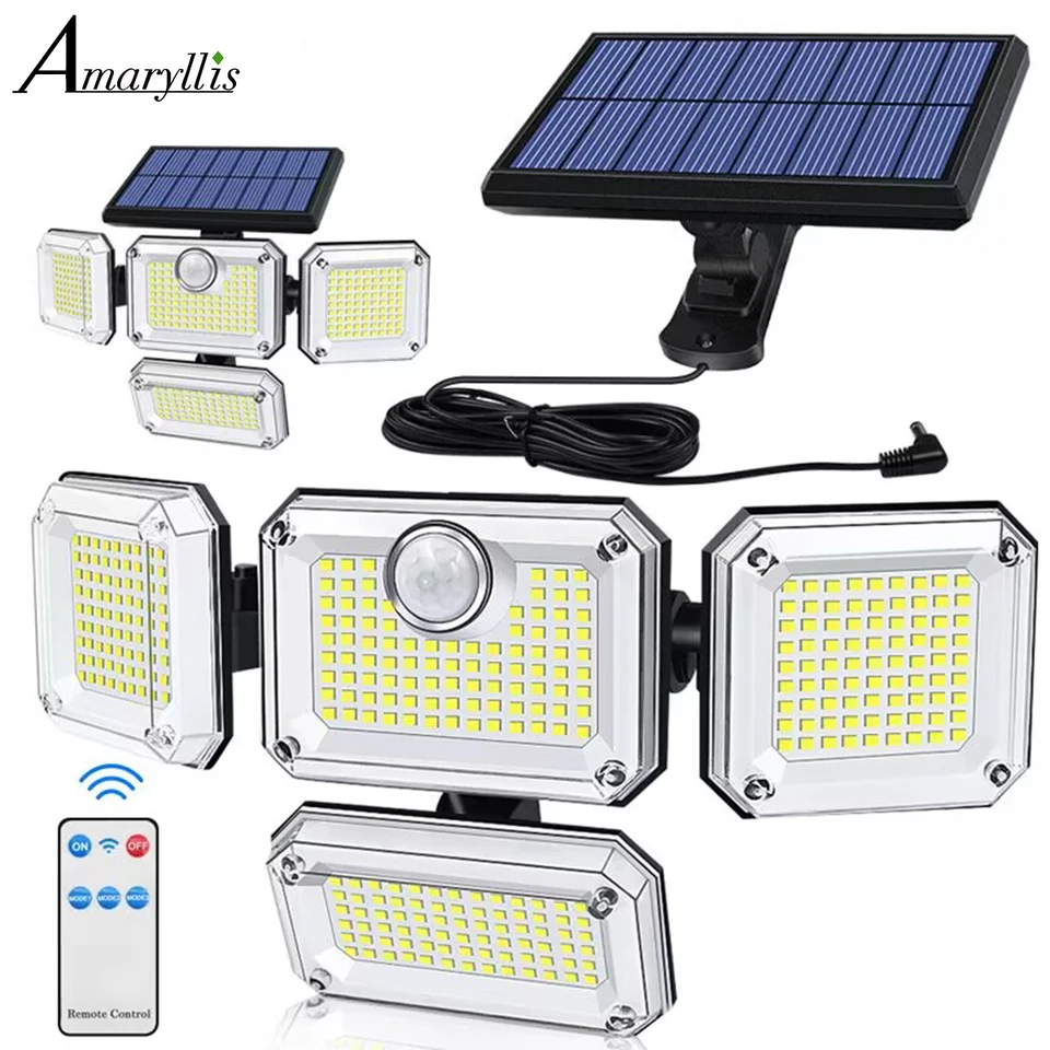 20W solárne svetlo 122/333led IP65 nepremokavá vonkajšia vnútorná solárna záhradná lampa s nastaviteľným uhlom širokého osvetlenia hlavy s 3 režimom