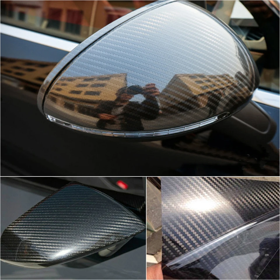 20x152cm CAR 7D uhlíkové vlákno Vinyl Film Wrap Plechy Roll Sticker Decals Black Auto Decal Paper
