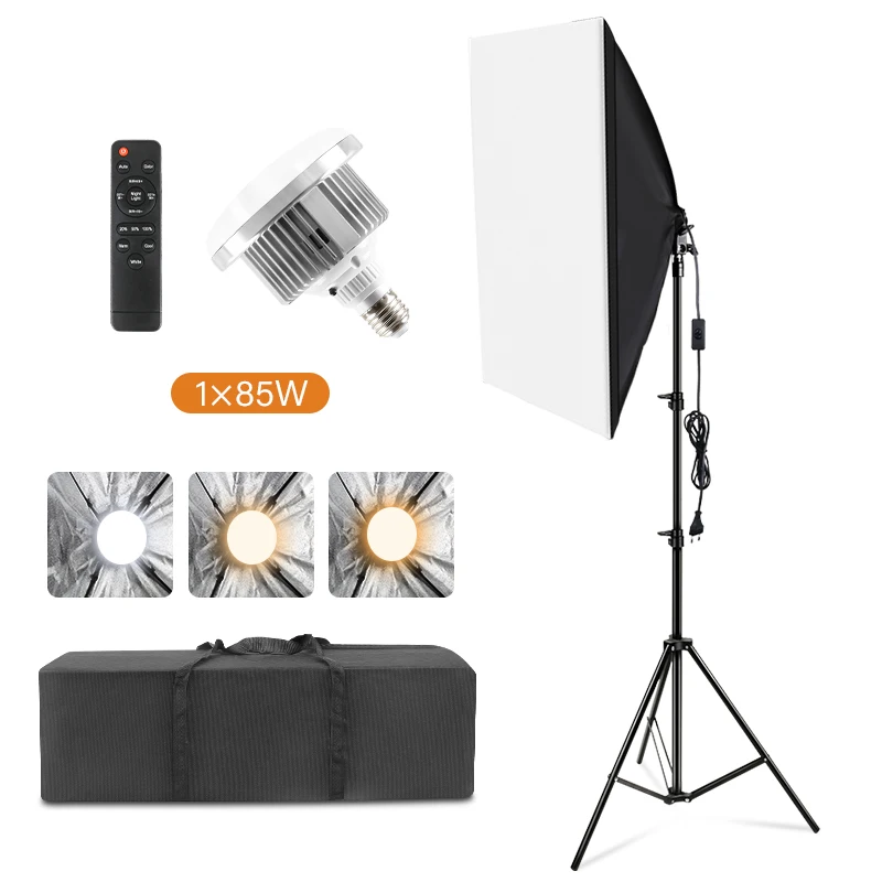 20x28in E27 Soft Súprava na osvetlenie fotografií 30W, 58 W, 85 W LED žiarovka nastaviteľné svetlá s 1,6 m statív softbox na snímanie, video, streamovanie