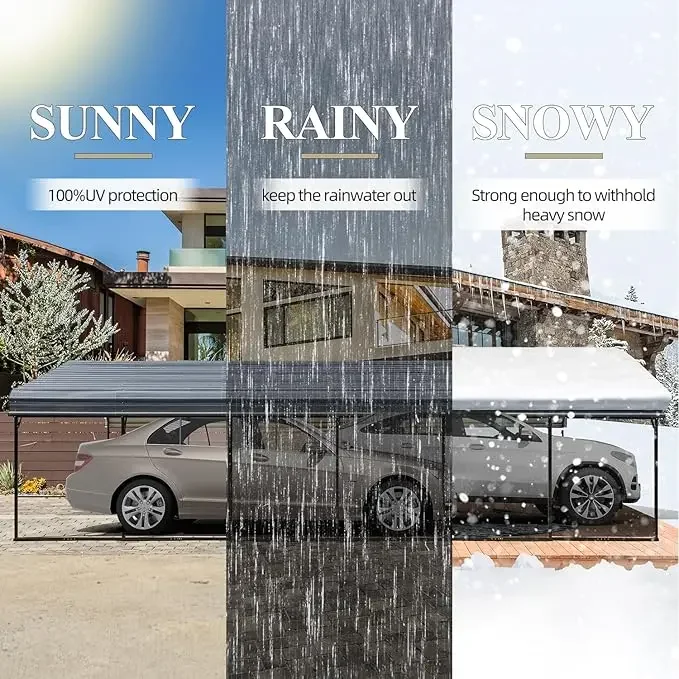 20'X30 'Metal Carport, ťažký prístrešok s pozinkovanou oceľovou strechou, kovový vonkajší prístrešok pre 2 autá člny a SUV
