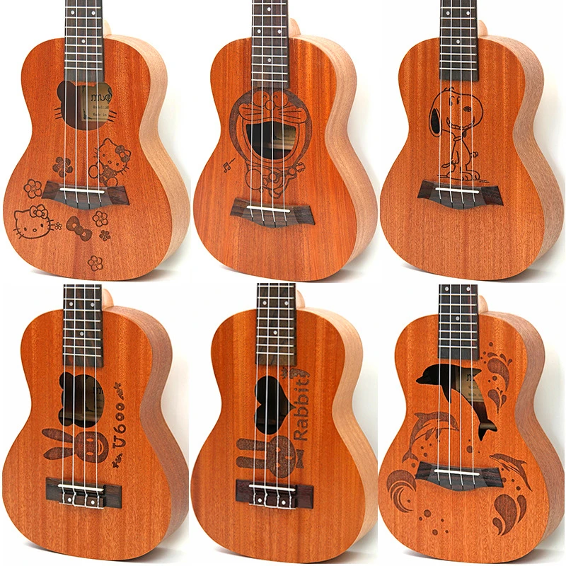 21 -palcový havajský ukulele soprano uku malé gitarové kreslené vzory detské dary Sapele ucelele Rosewood hmatníka haváru Hawai