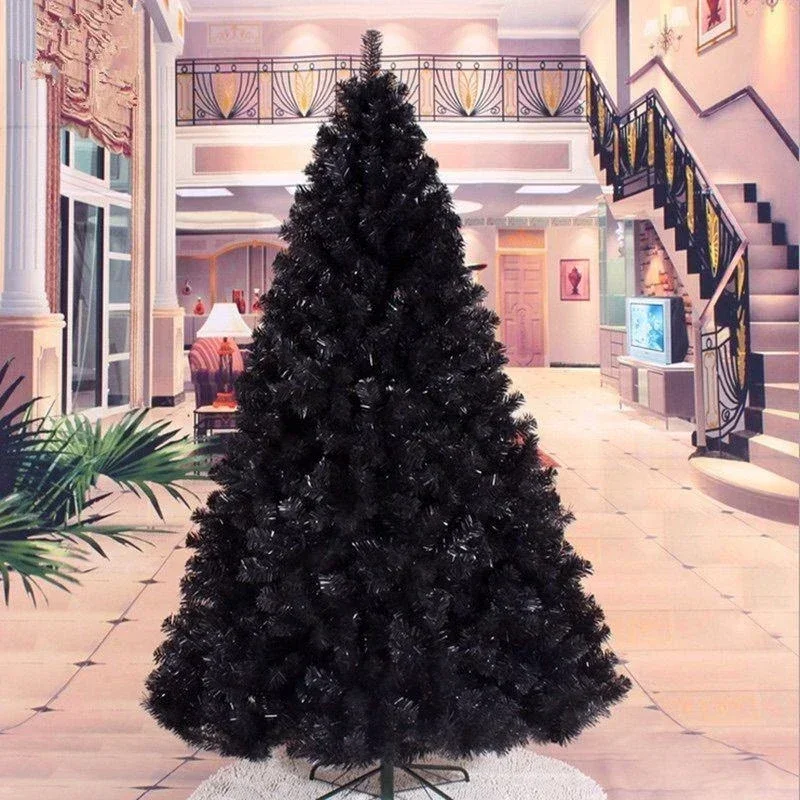 210 cm umelý čierny PVC vianočný stromček kovový držiak Halloween Encryped Outdoor Party Mall Domáca dekorácia Arbol de Navidad