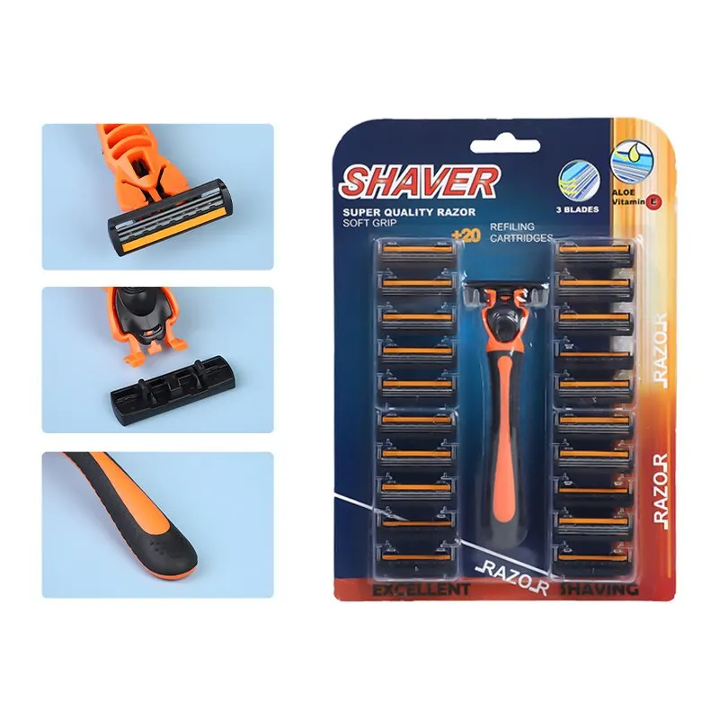 21ks britva z nehrdzavejúcej ocele Blade Blade Silver White Demassembody Cutter Head Freily nainštalovaná umývateľná na cestovanie do domu