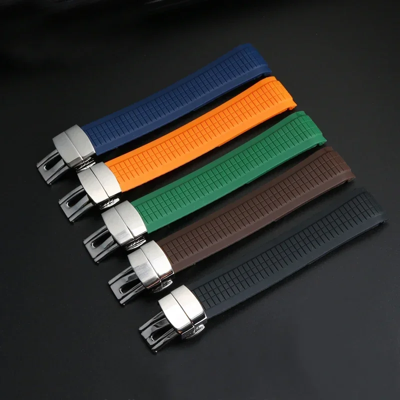 21mm Silikone Watch Band Aquanaut pre Patek Philippe 5164a 5167a 5168A Series Series Curved End Soft Gum Watch Strap Strap