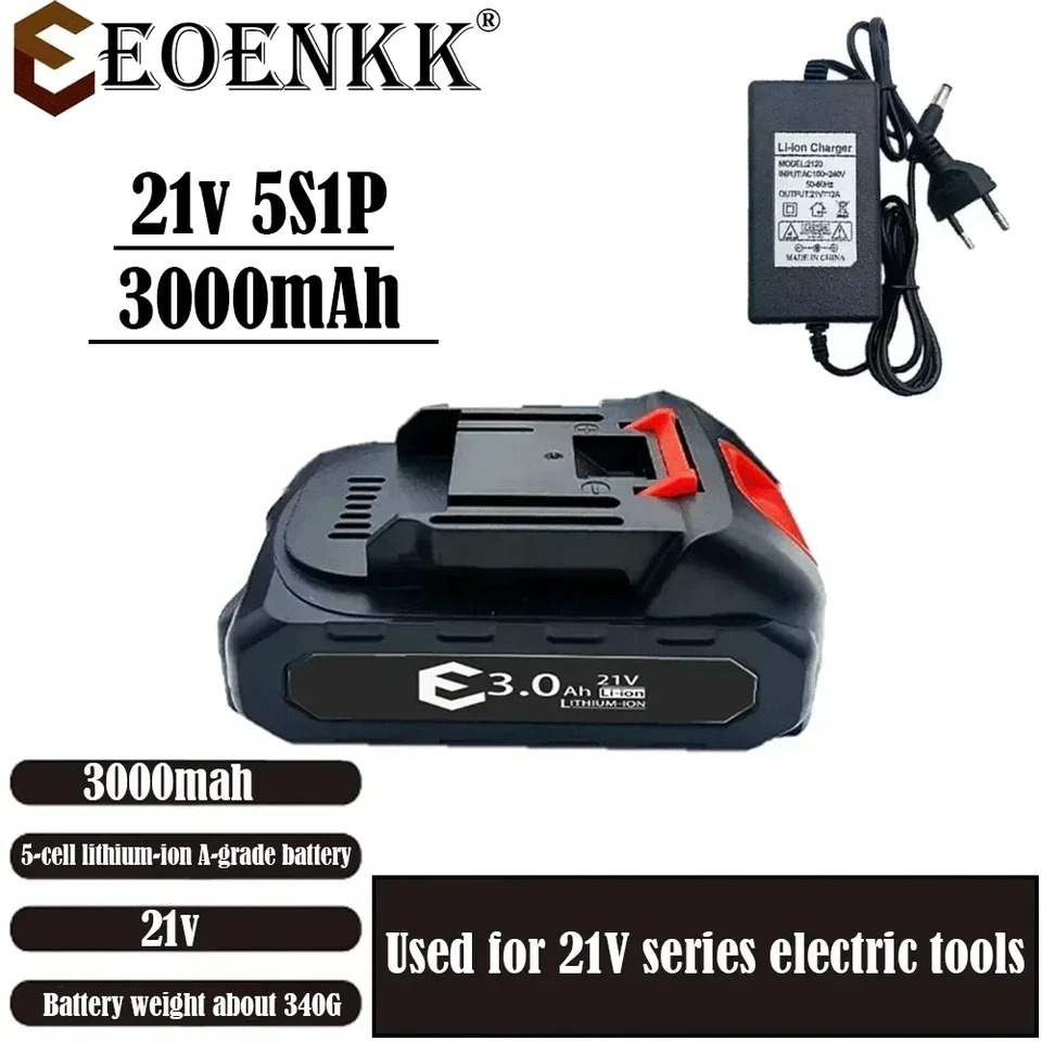 21V 3000 mAh vysokej výkonnej lítiovej lítiovej batérie, nabíjačka, vhodná pre elektrický náradie série Makita 21V Series Vysoko napätia vodná pištoľ