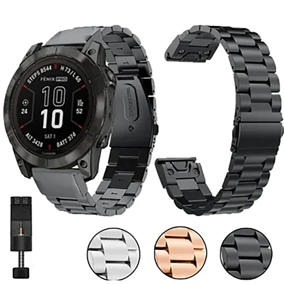 22/26 mm z nehrdzavejúcej ocele pre hodinky pre Garmin Fenix ​​7 7S 7x 6 6x Pro 5 5x 3hr 935 Smartwatch Band QuickFit Easyfit Bracelet
