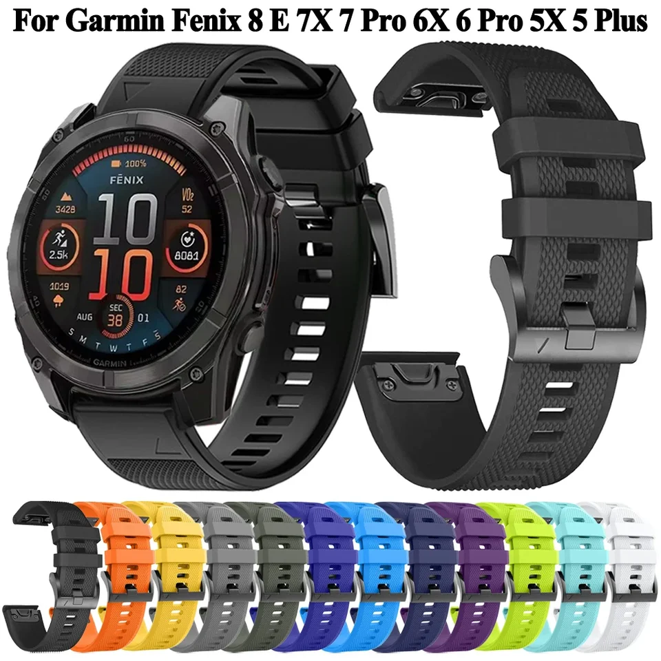 22/26 mm športový silikónový remienok pre garmin fenix 8 51 mm/47 mm 7x 6x 5x plus enduro 3 Forerunner 955 965 Epix Pro Bracelet Watch Band