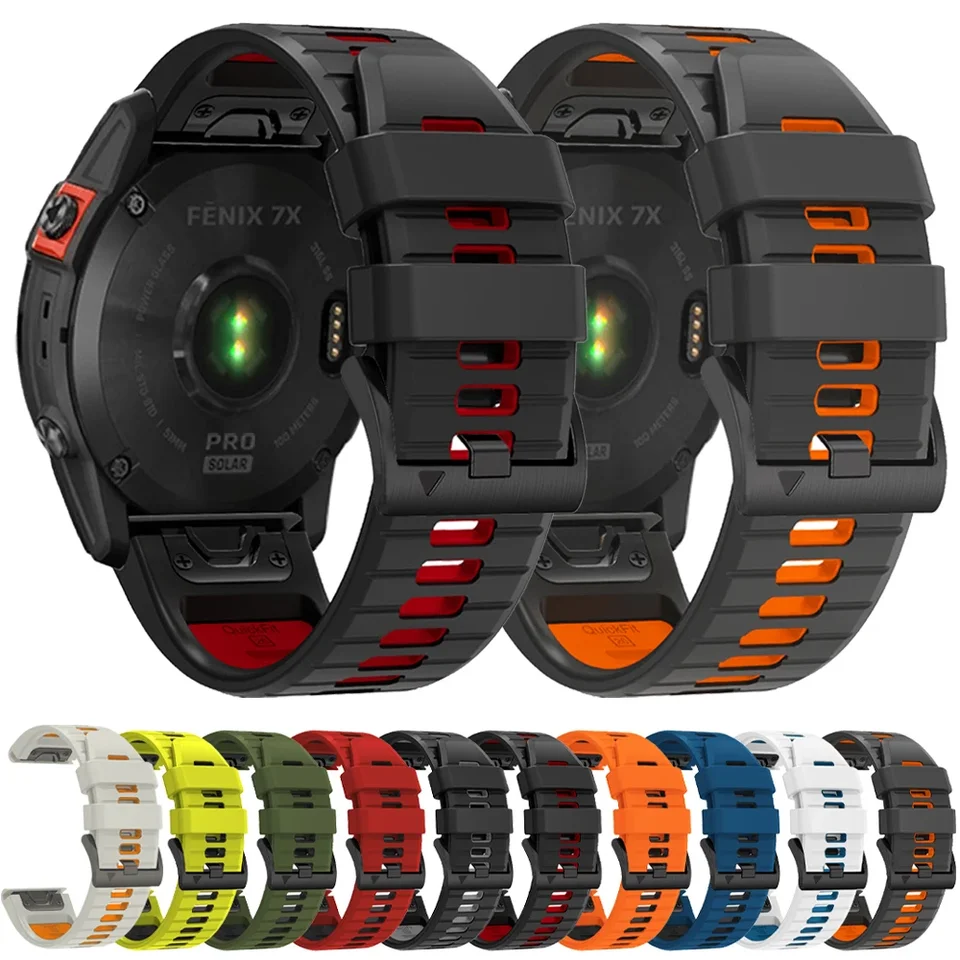 22 26mm Silikone Watchband Strap pre Garmin Fenix ​​7 7x 6x 6 Pro 5 5x Plus Epix Gen2 Enduro 2 zápästia rýchle uvoľnenie Bracele Uvoľnite