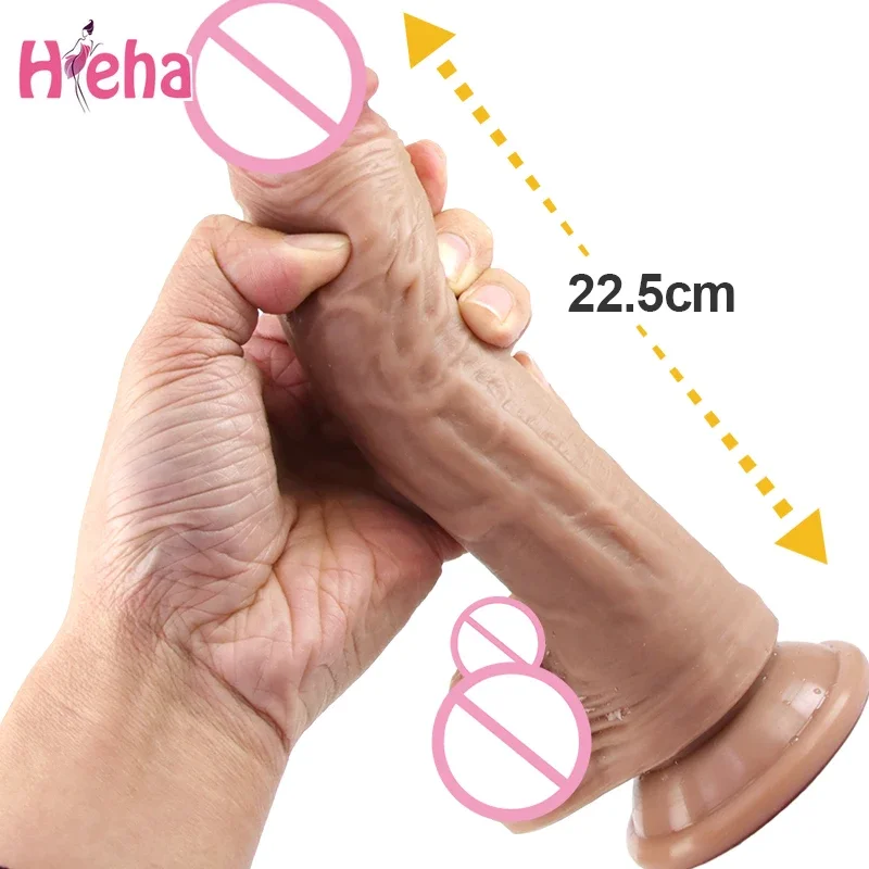22,5 cm realistický dildo penis pre ženy análne sexuálne hračky Obrovský veľký falošný penis s prísavkou pohárik flexibilný g-spotový zakrivený hriadeľ a guľa