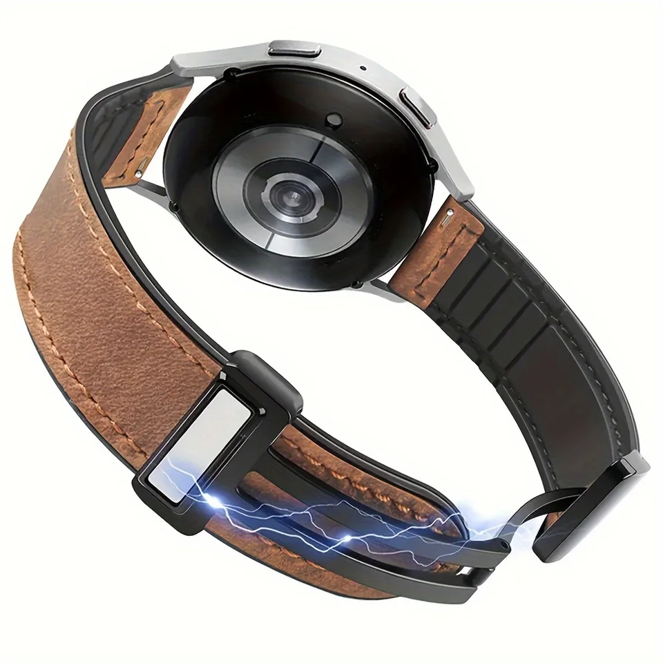 22 mm 20 mm kožený silikónový popruh pre Samsung Galaxy Watch 7 6 5 4 40 mm/44 mm magnetický pás pre galaxy hodinky 6 Classic 43 mm 47 mm