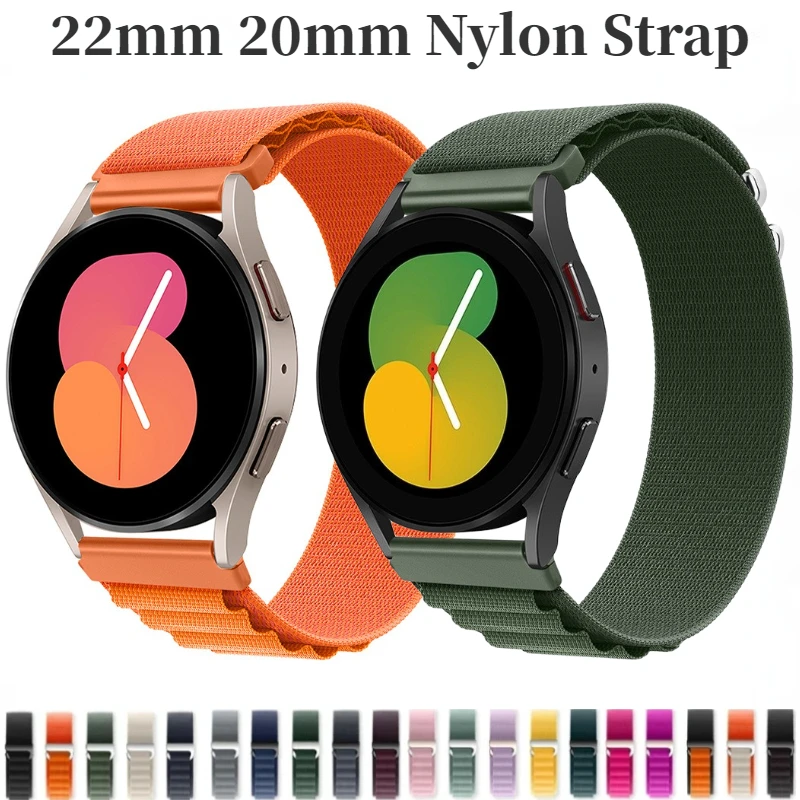 22 mm 20 mm nylonový nylonový slučkový remienok pre Samsung Galaxy Watch 6/5/4/3 Amazfit GTR/GTS priedušný náramok pre Huawei Watch 4/GT4/3