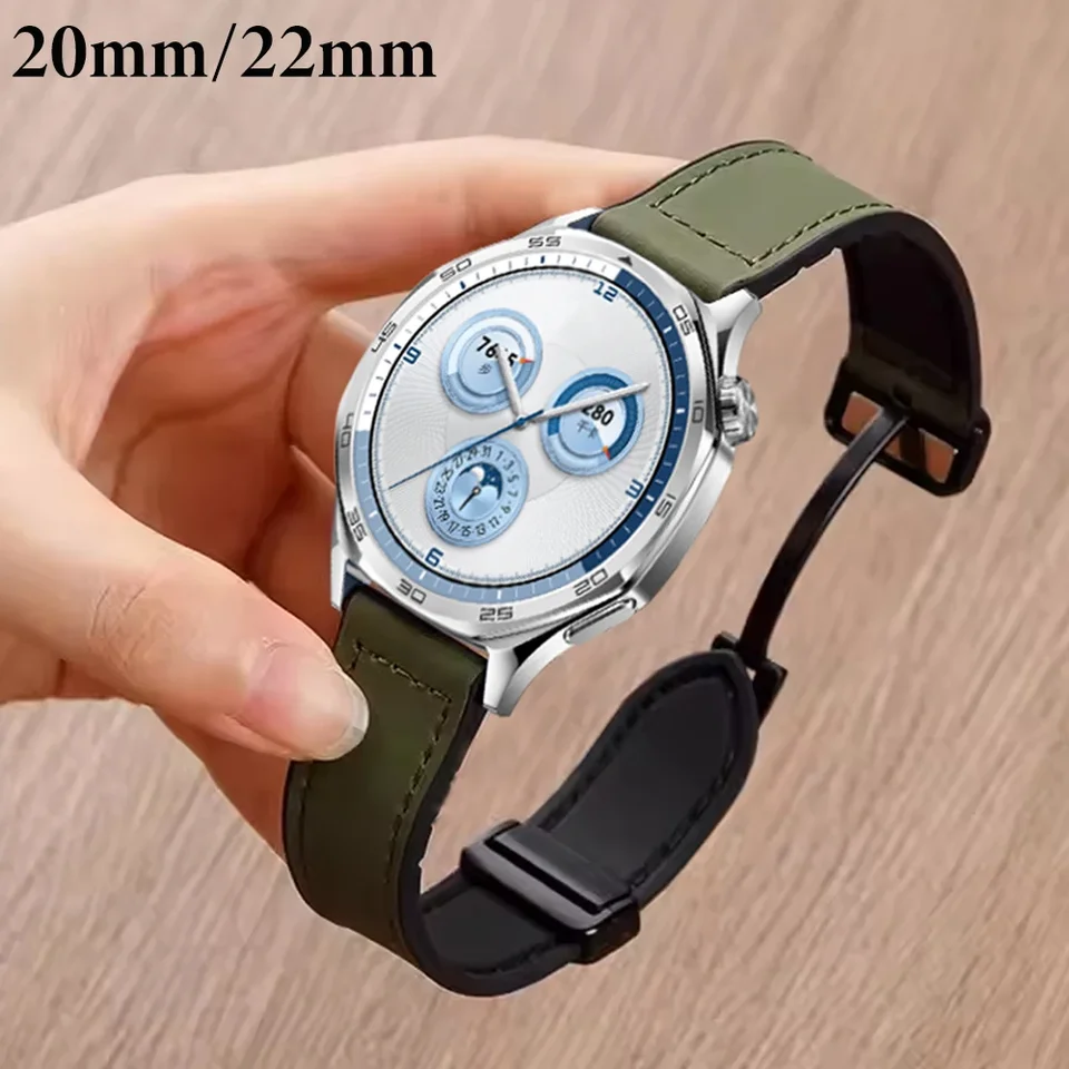 22 mm 20 mm Silikón+kožený remienok pre Huawei Watch GT5 Pro GT5 46 mm magnetický náramok pre náramok pre Huawei Watch GT5-4-3-2 Náramok