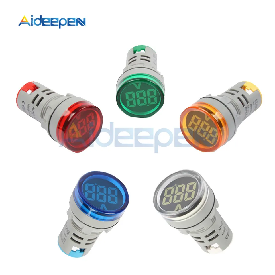 22 mm AC 20-500V Round Mini LED digitálny voltmeter AD101-22VM AC NAPNEČNÉ PODMIENKY NÁVRHY NÁDELO SVETLO PILOT LAMP 110V 220V