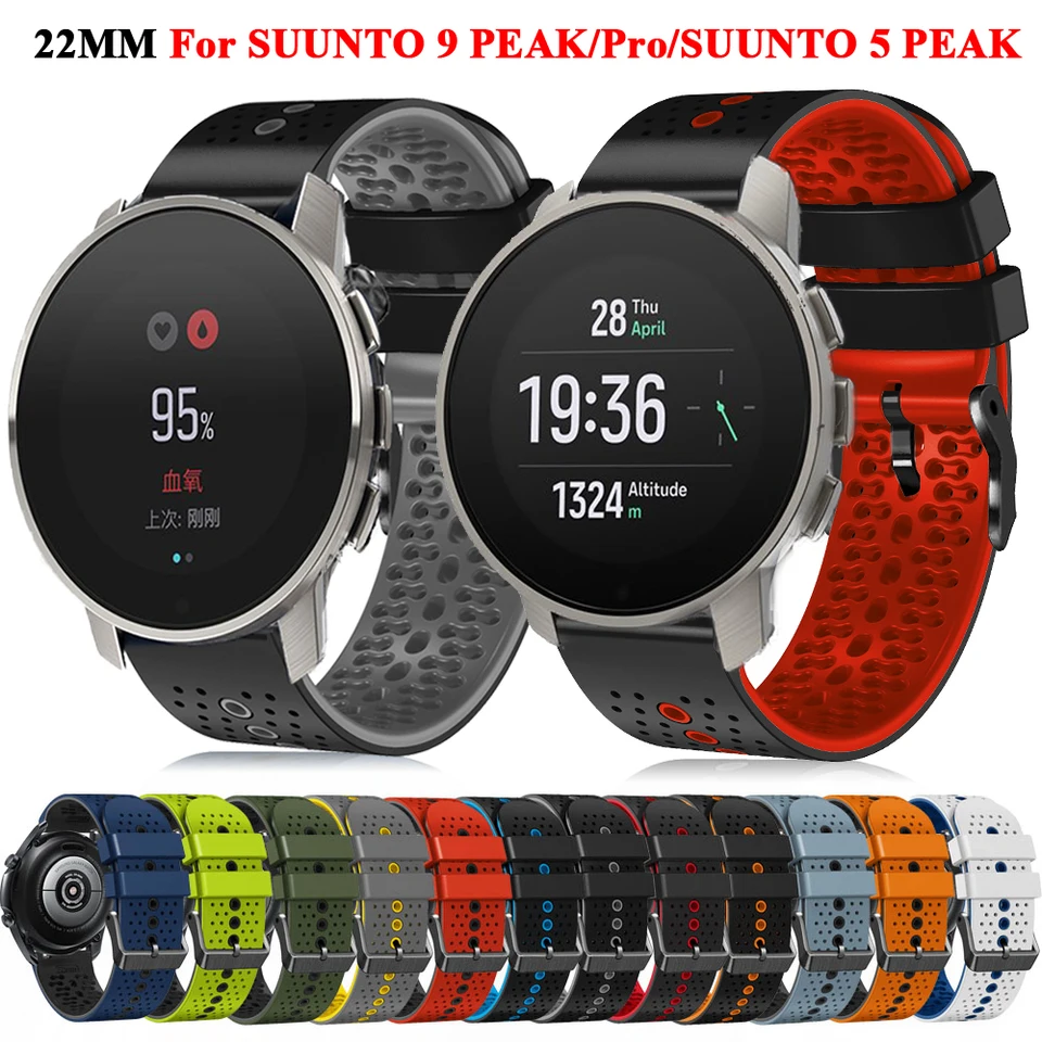 22 mm hodinky pre Suunto 9 PEAK Pro/Vertikálne náramok pre Suunto 5 Peak Band náhradné náramky Silikónový doplnokový pás