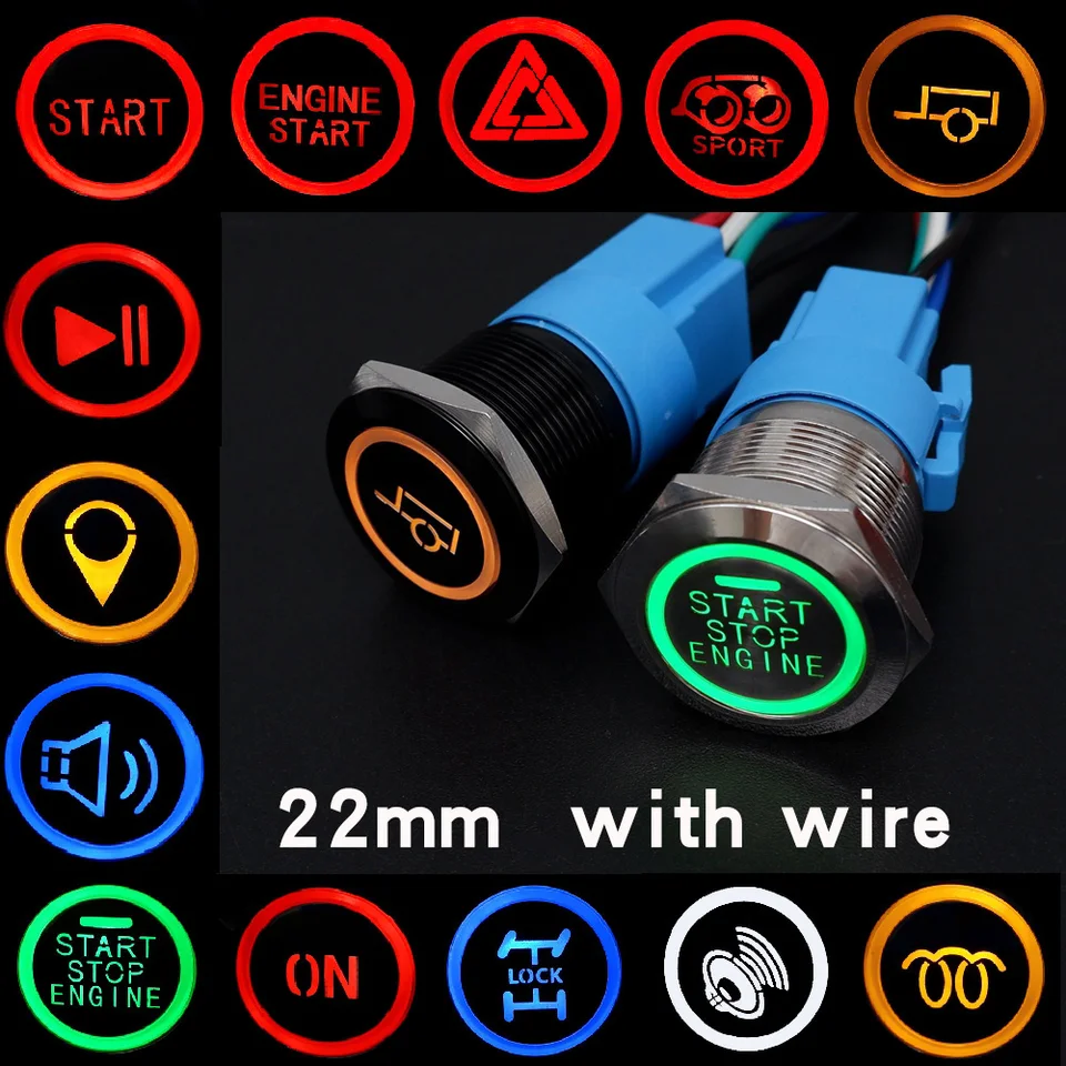 22 mm laser Prispôsobiť kovové svetelné textové spínač LED svetlo pre motocykle pre motocykle