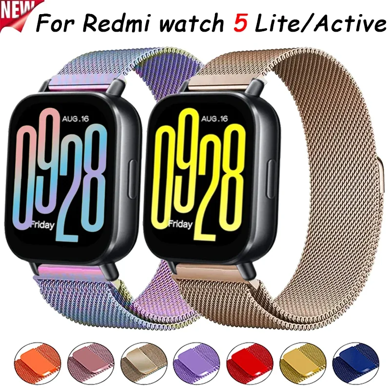 22 mm Milanese Loop Band pre Redmi Watch 5 Active/Redmi Watch 5 Lite Metal Catmelet For Huawei Watch GT5 4/Pro 46 mm popruh Correa