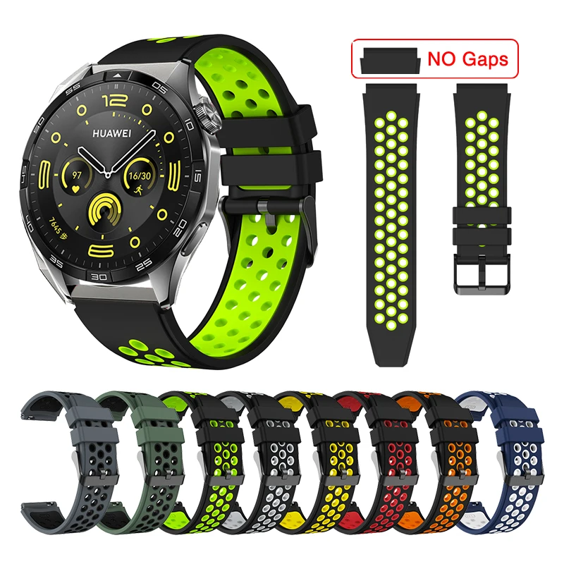 22 mm No Gaps Silikone Band pre Huawei GT4 46 mm /huawei GT3 46 mm Gumový náhradný pás pre Huawei GT4 46 mm 22 mm plnoopárový pás