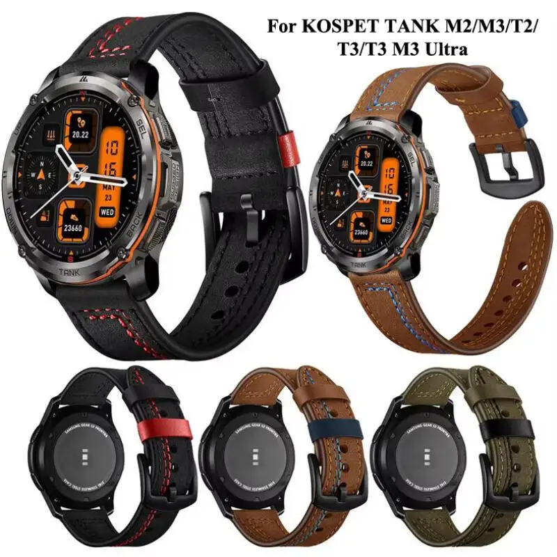 22 mm popruh pre koženú slučku pre Kospet Tank T3 Ultra náramok s náramkom pre Kospet Tank T2 T3/Kospet Tank M2 M3 Ultra WatchBand