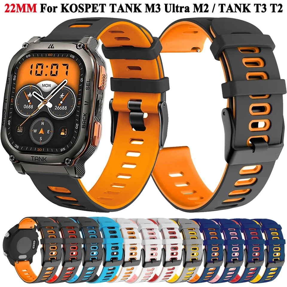 22 mm Silikónový hodinkový remienok pre Kospet Tank M3 Ultra/M3/M2/Tank T3 Ultra/T3/T2 Smartwatch Band WatchBand Watchand Bracelet náramok