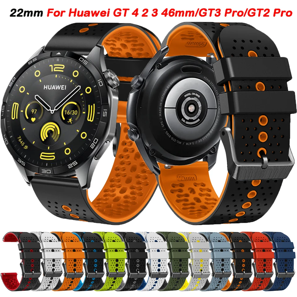 22 mm Silikónový remienok pre Huawei Watch GT 4 46 mm pás GT4 GT 3 2 46 mm GT2 Pro GT3 Pro 46mm hodinky 4 Pro Splatná náramok Bracelet Base