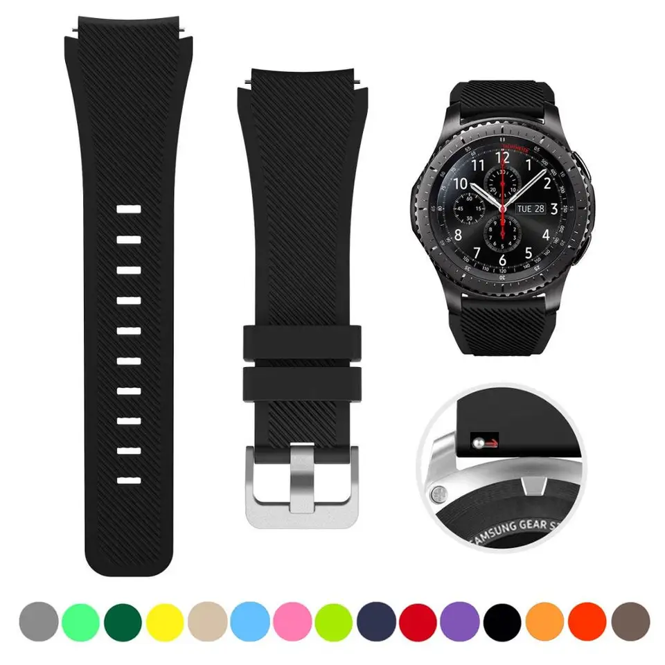 22 mm silikónový remienok pre Samsung Galaxy Watch 3 45mm Gear S3 Huawei Watch GT2 3 Pro WatchBand Bracelet Band pre AmazFit GTR 47 mm