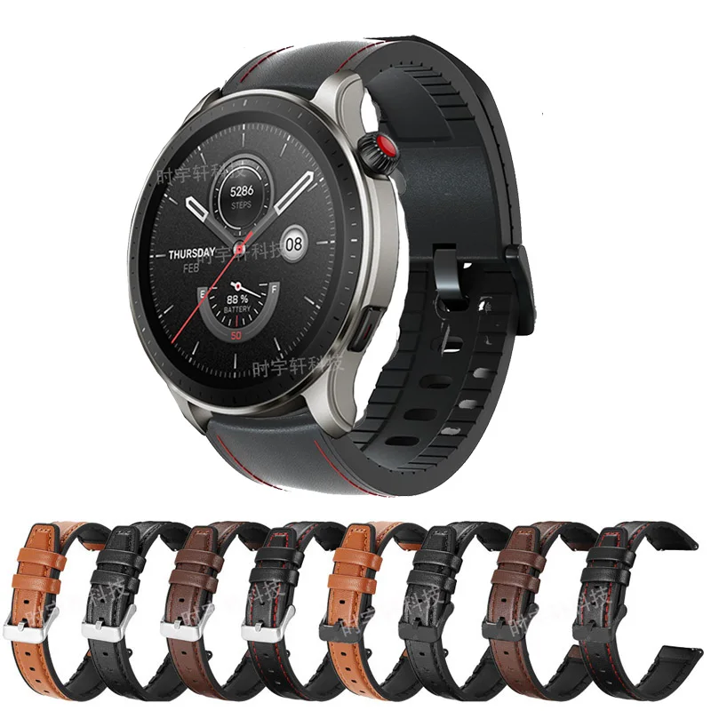 22 mm športový remienok pre AmazFit GTR 4/3 Pro/2/2e/47 mm Smartwatch Kožený silikónový náramok pre AmazFit Stratos 3/Pace Men Band