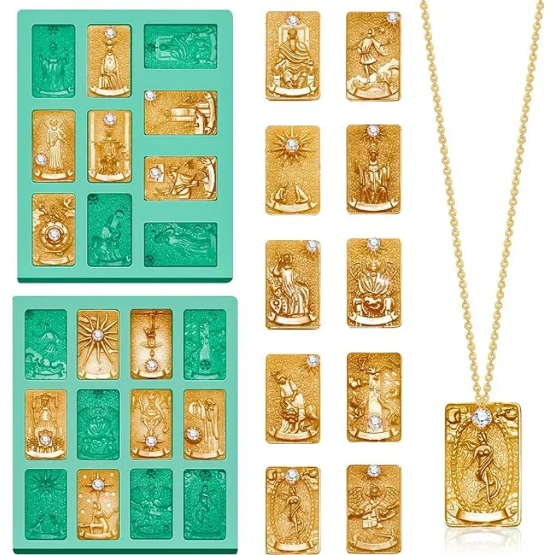 22 rôznych tarotových kariet živice Folmy Silikónová živicia formy Major Arcana Cards formy pre epoxidovú živicu s 22 ks čistými kubickými zirco